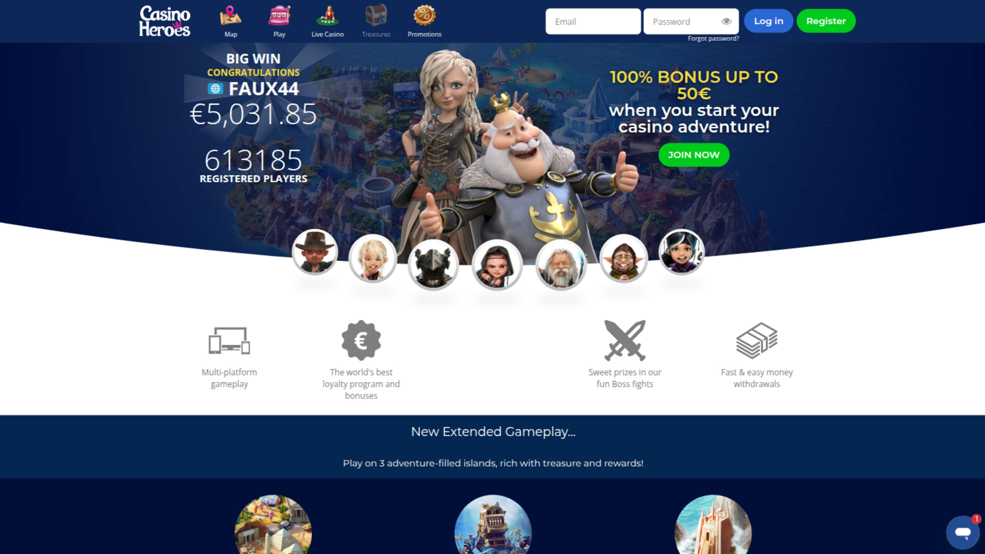 Casino Heroes Desktop Homepage