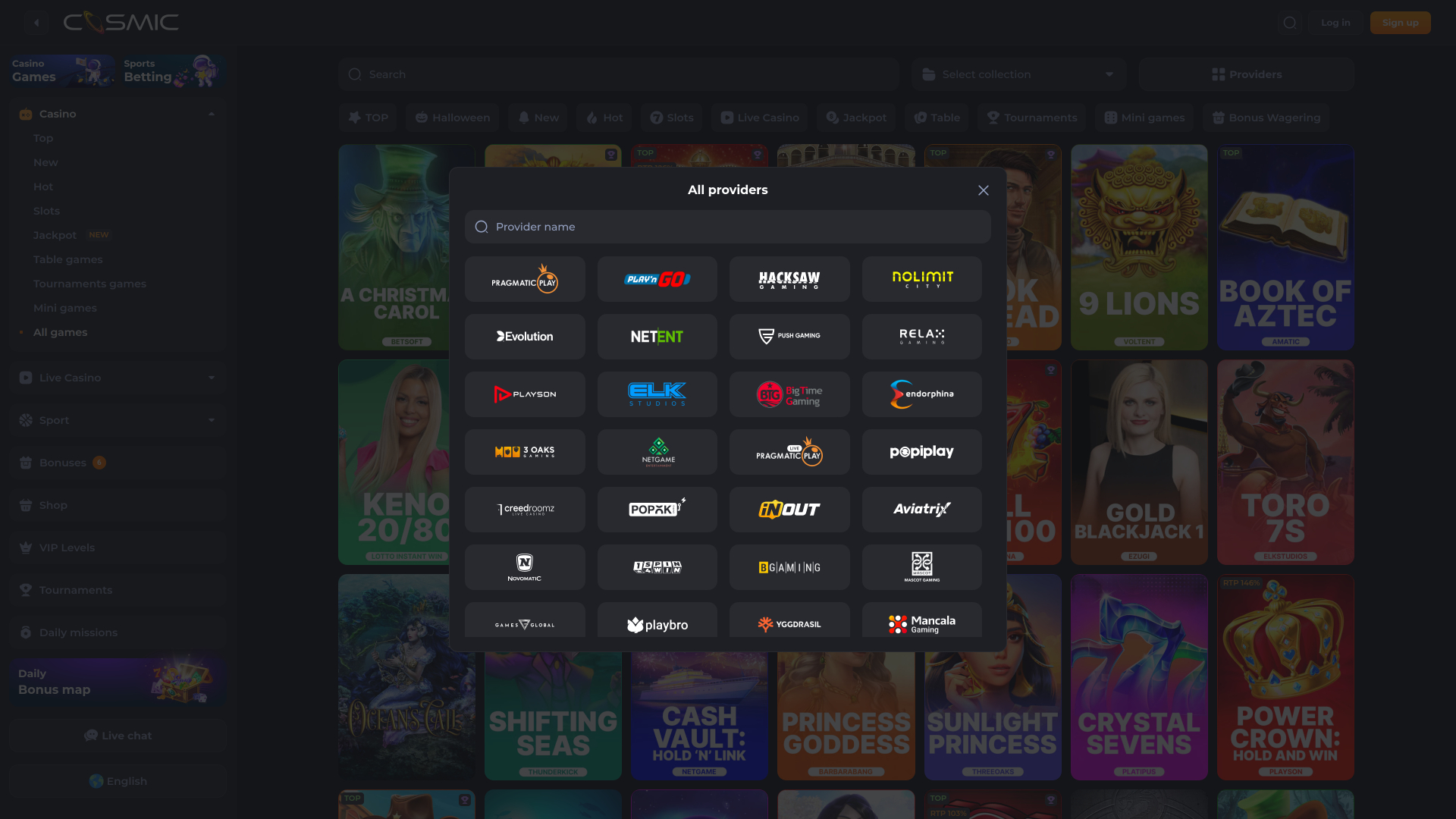 Cosmicslot Casino Game Developers Desktop