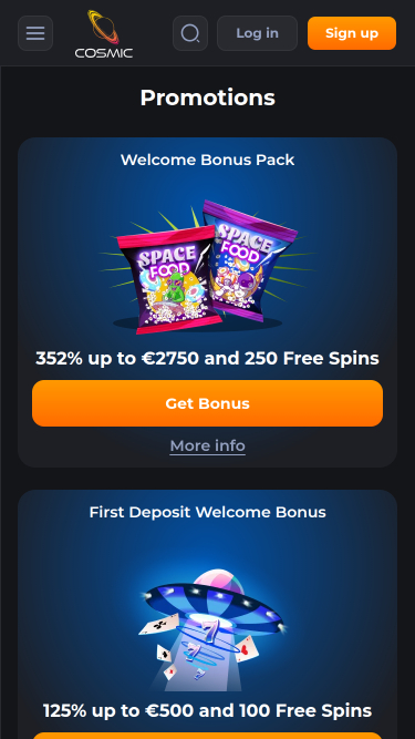 Cosmicslot Casino Promotions Mobile