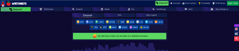 wintomato casino deposit options